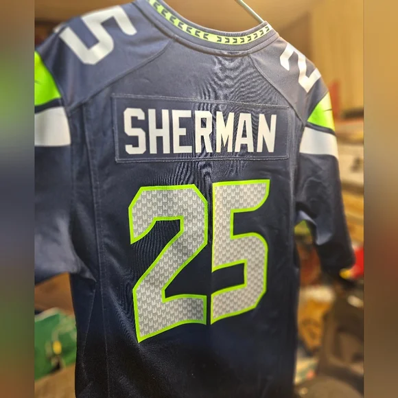 Nike Seattle Seahawks 25 Richard Sherman Navy Blue Team Color Jersey - M - Picture 2 of 9